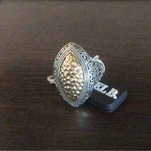 Samuel B. Sterling Silver & 18K Gold Hammered Marquise Ring
